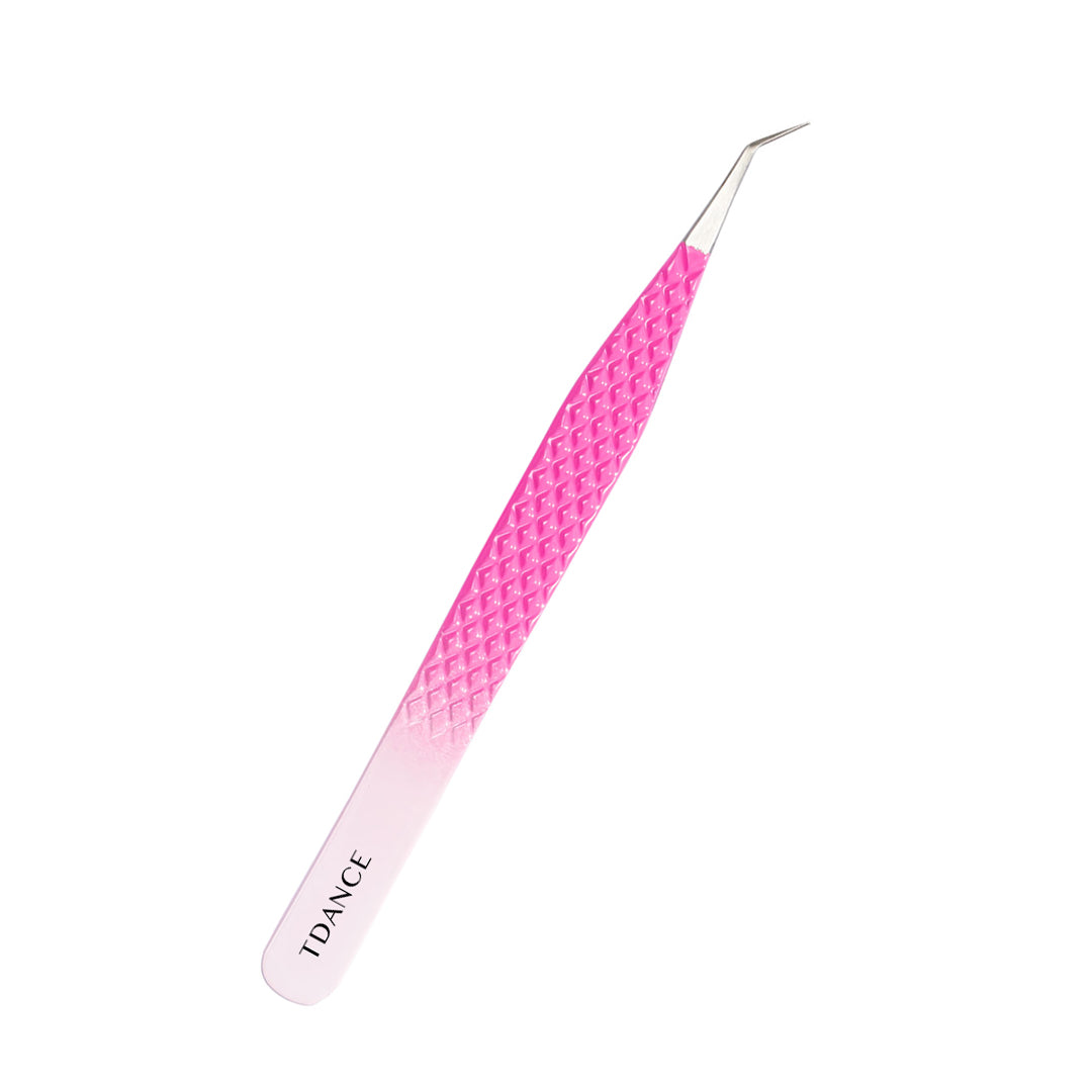 TO-04 Ombre Pink-White Tweezers For Eyelash Extension