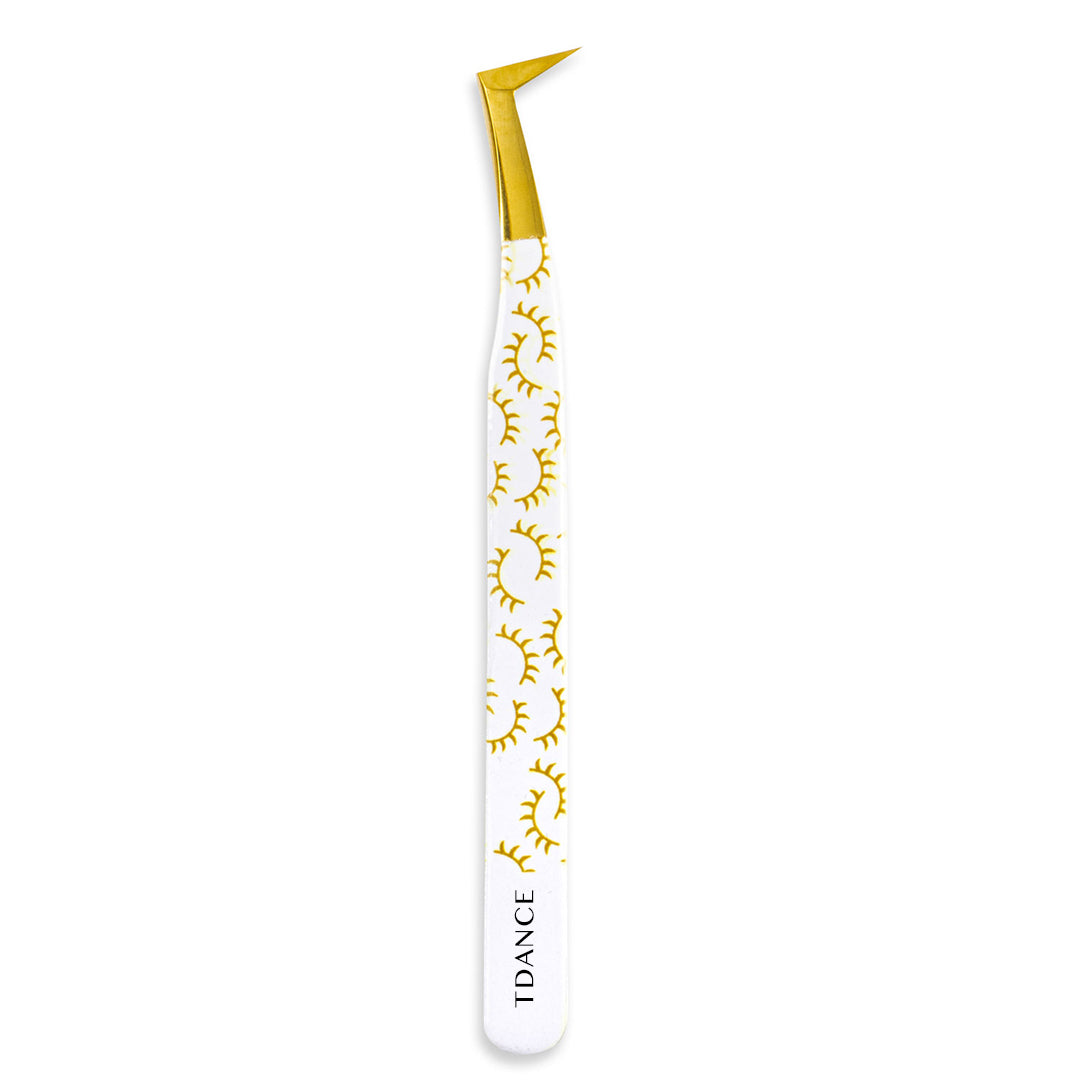 TY-01 Printed Yellow Lashes Tweezers For Eyelash Extension