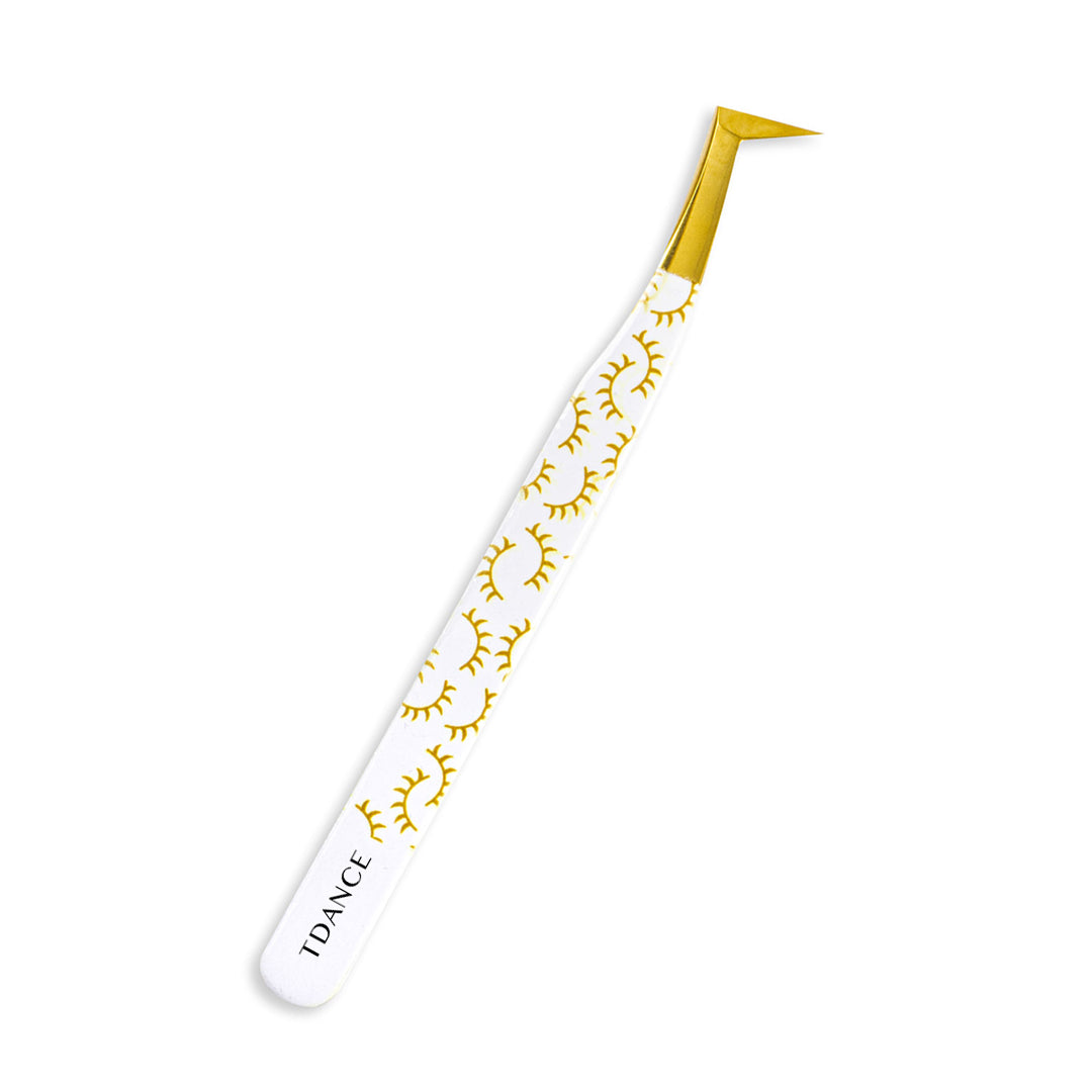 TY-01 Printed Yellow Lashes Tweezers For Eyelash Extension