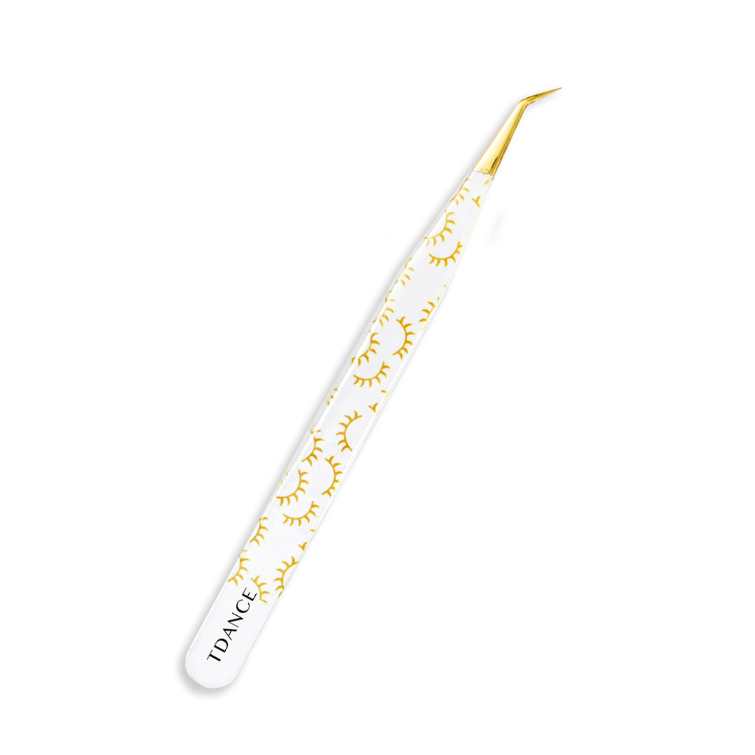 TY-02 Printed Yellow Lashes Tweezers For Eyelash Extension