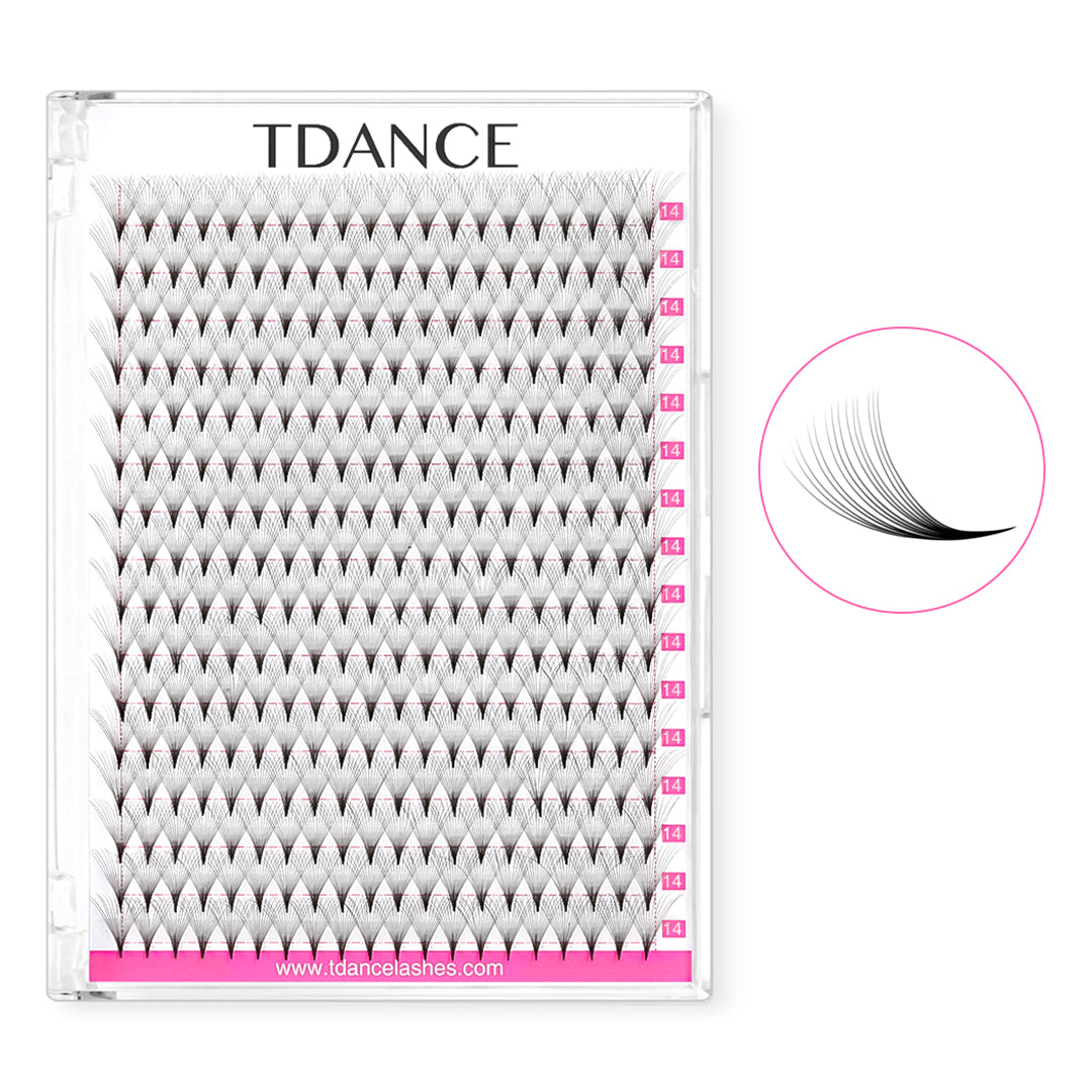 14D Premade Volume Fans Extensions de cils 320 Fans 16 rangées (pointy base)