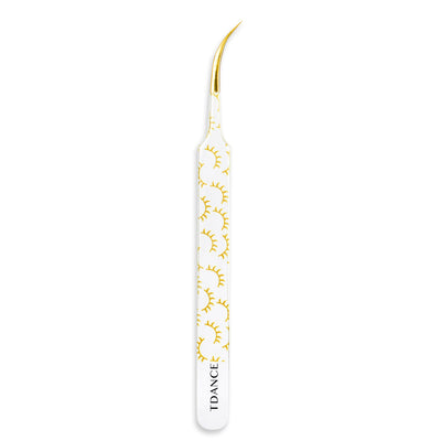 TY-03 Printed Yellow Lashes Tweezers For Eyelash Extension