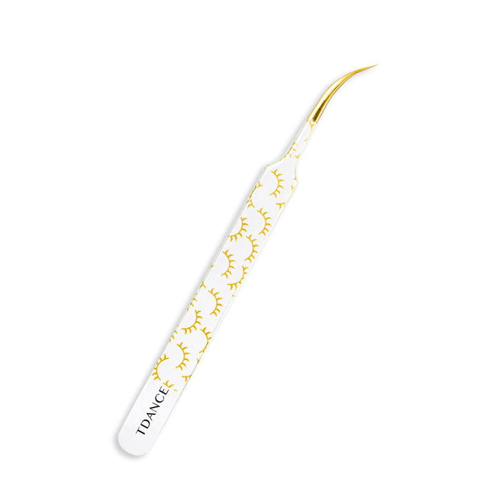 TY-03 Printed Yellow Lashes Tweezers For Eyelash Extension