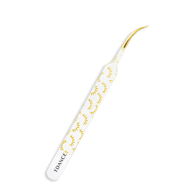 TY-03 Printed Yellow Lashes Tweezers For Eyelash Extension