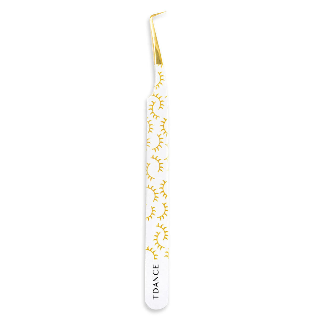 TY-04 Printed Yellow Lashes Tweezers For Eyelash Extension