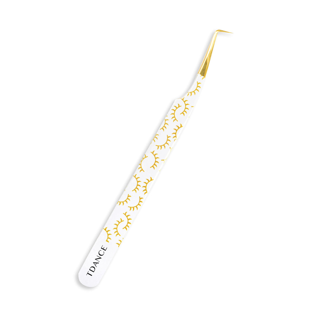 TY-04 Printed Yellow Lashes Tweezers For Eyelash Extension