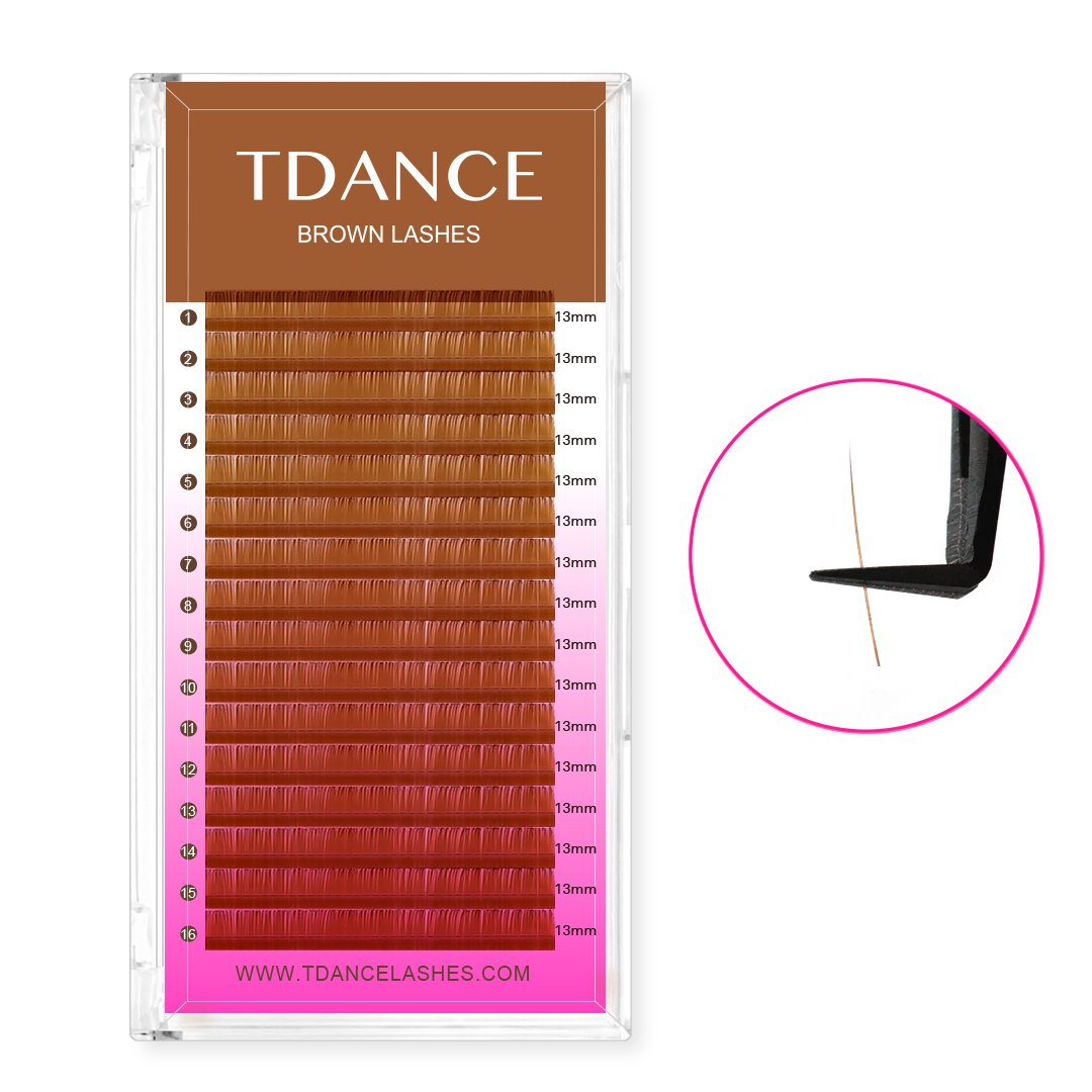 16 Rows Premium Brown Colored Volume Lashes TDANCE 1