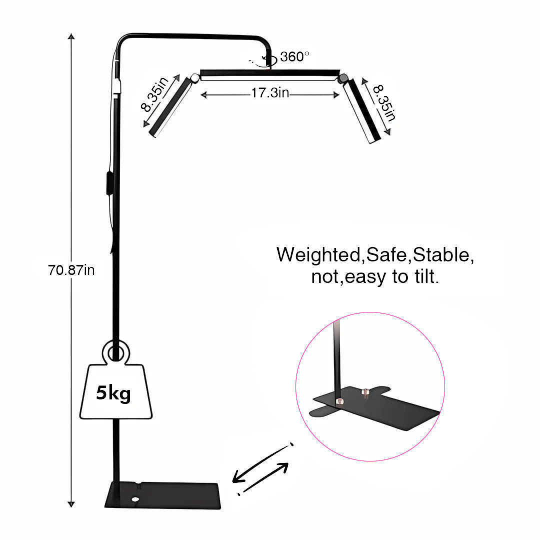 Foldable Half Moon Light Floor Lamp For Eyelash Extensions USA