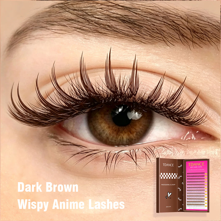 TDANCE 12 Rows 0.07MM Dark Brown Wispy Anime Lashes