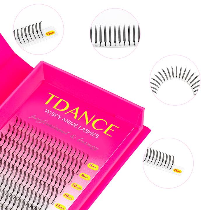 12 Rows 0.07MM Narrow Wispy Anime Lashes