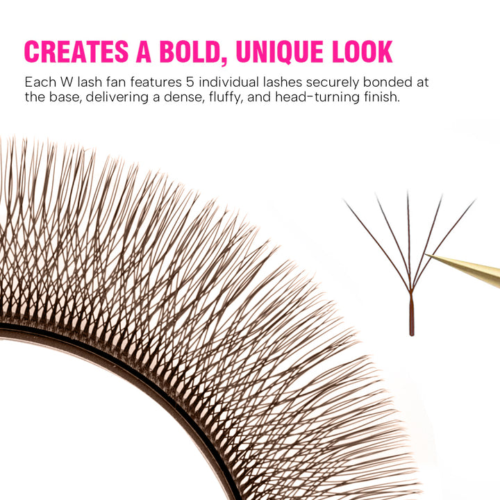 Dark Brown W Style 5D Promade Volume Fan Lashes