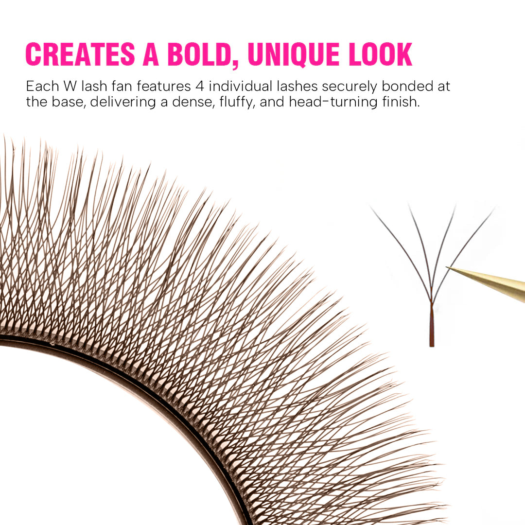 Dark Brown W Style 4D Promade Volume Fan Lashes 
