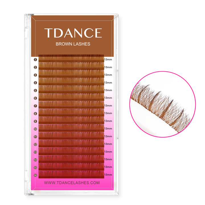 16 Rows Premium Brown Colored Volume Lashes TDANCE 2