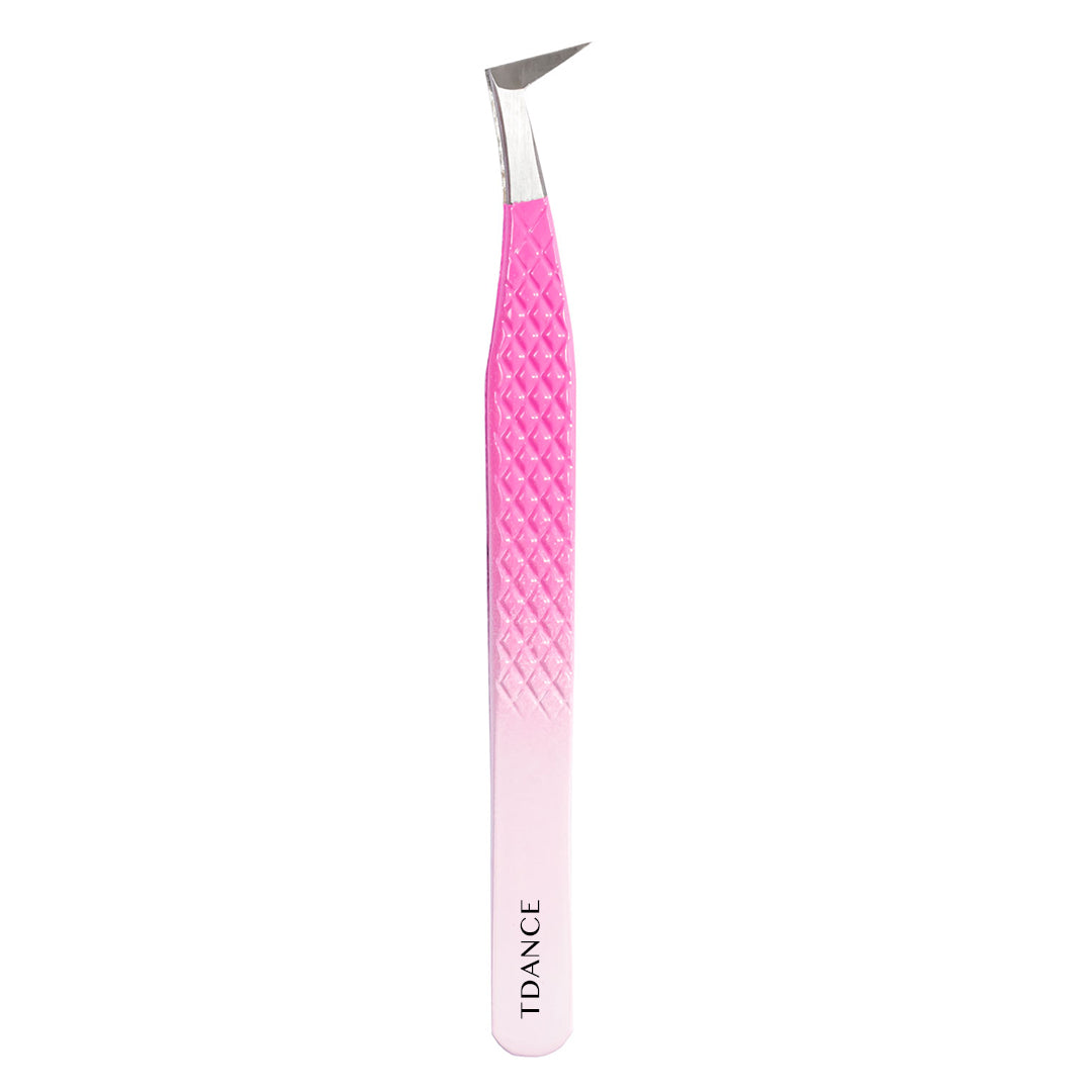 TO-01 Ombre Pink-White Tweezers For Eyelash Extension