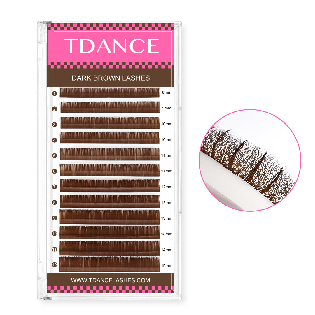 Premium Dark Brown Colored Volume Eyelash Extensions