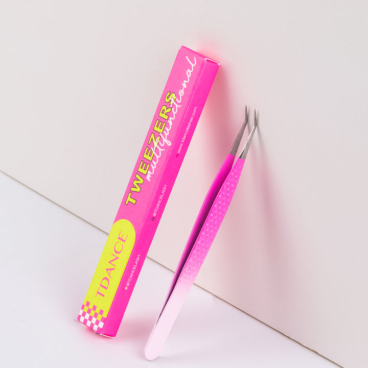 TO-04 Ombre Pink-White Tweezers For Eyelash Extension