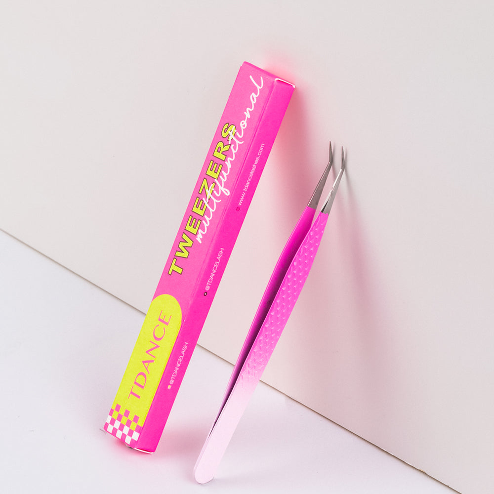 TO-04 Ombre Pink-White Tweezers For Eyelash Extension TDANCE