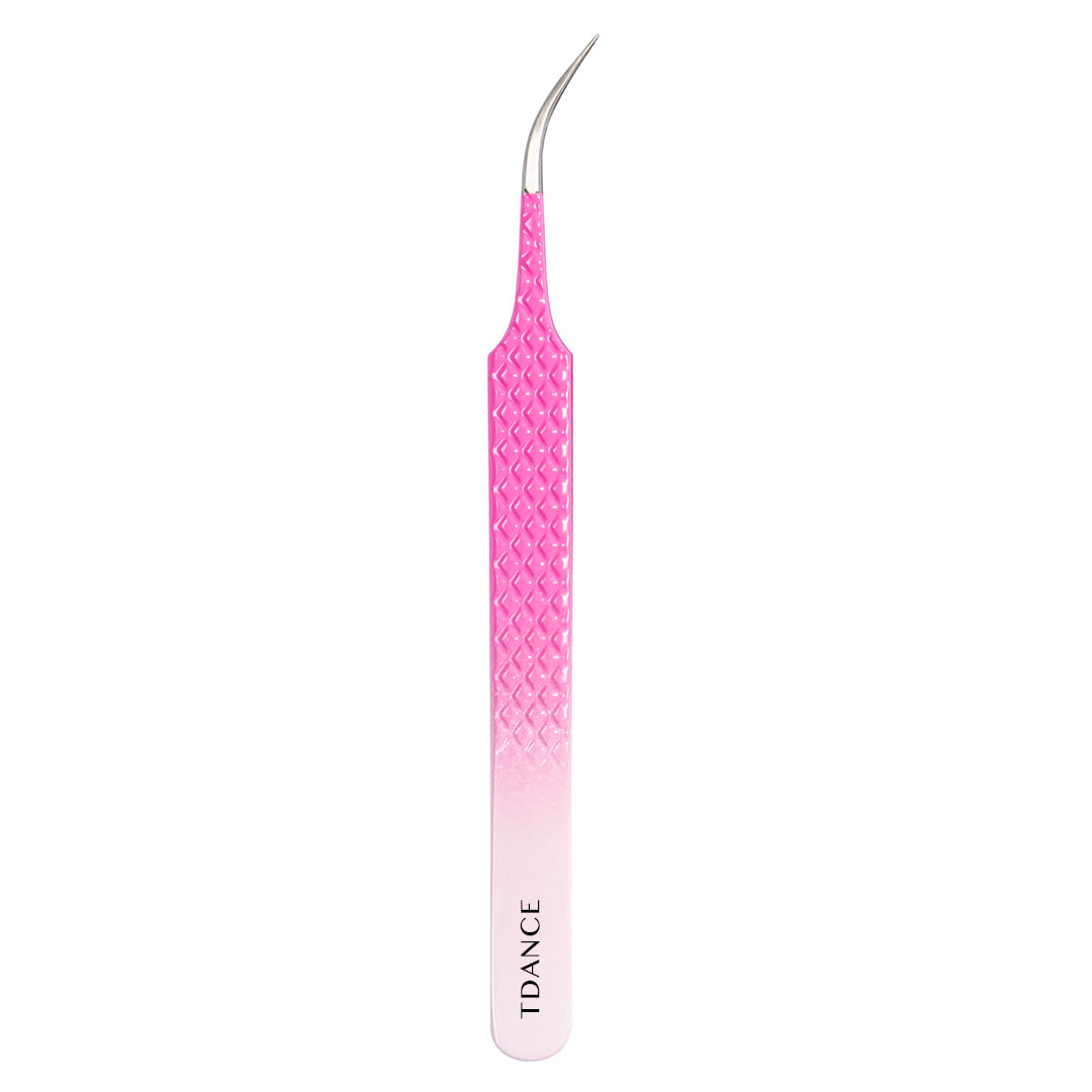 TO-02 Ombre Pink-White Tweezers For Eyelash Extension