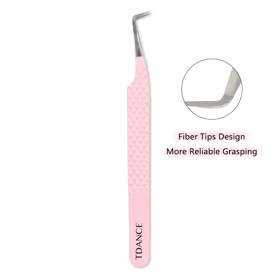 TL-02 Light Pink Fiber Tweezers For Eyelash Extension