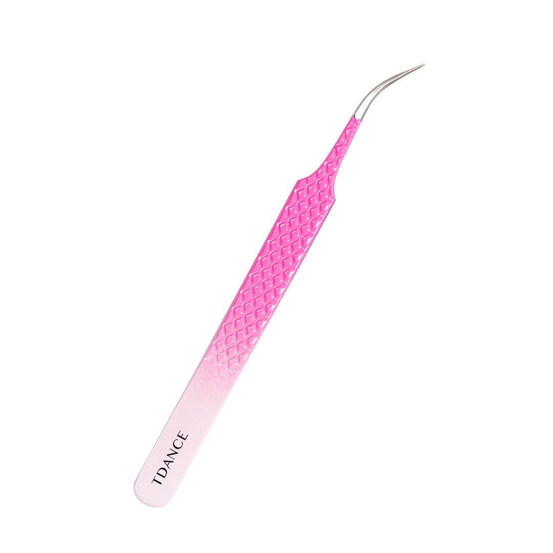TO-02 Ombre Pink-White Tweezers For Eyelash Extension