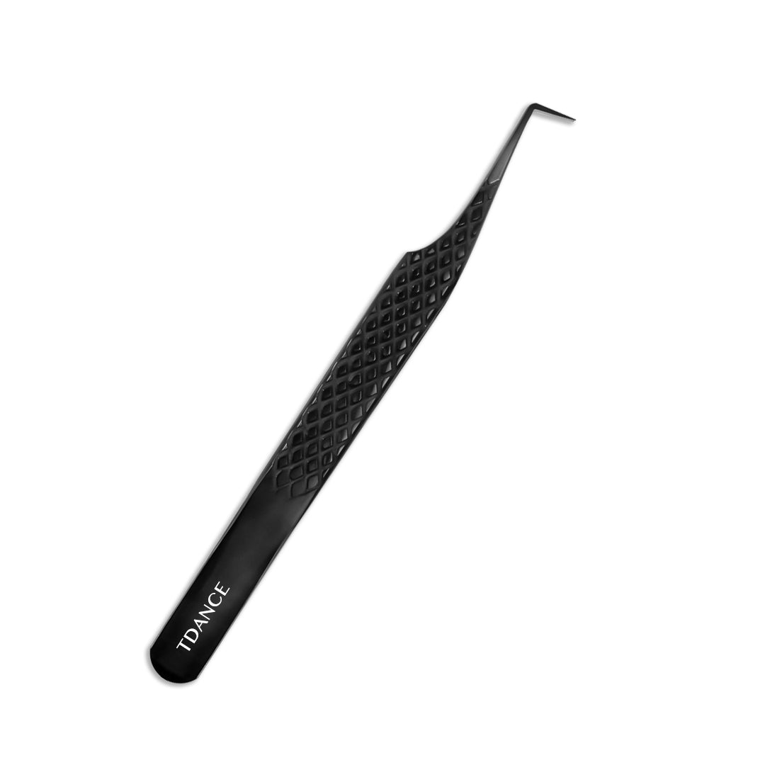 TB-01 Black Fiber Tweezers For Eyelash Extension