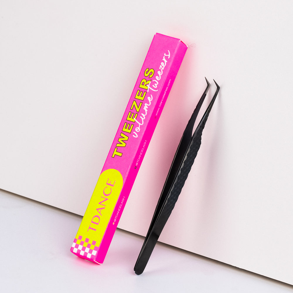 TB-01 Black Fiber Tweezers For Eyelash Extension TDANCE