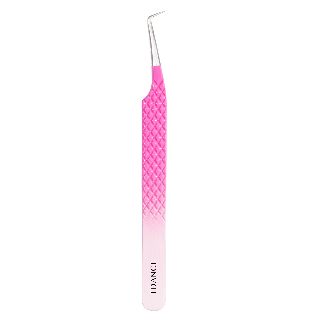 TO-03 Ombre Pink-White Tweezers For Eyelash Extension