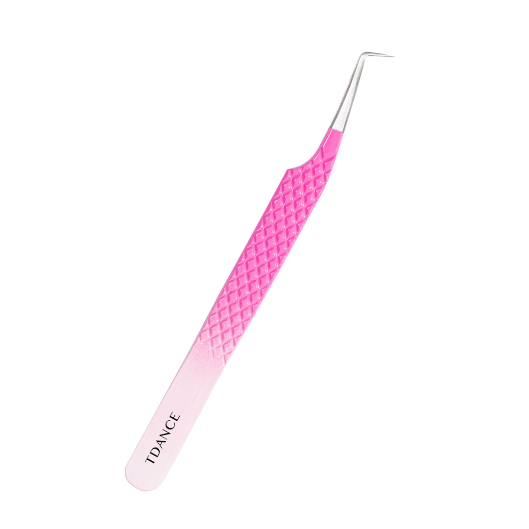 TO-03 Ombre Pink-White Tweezers For Eyelash Extension