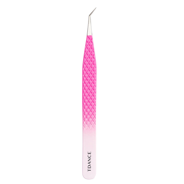 TO-04 Ombre Pink-White Tweezers For Eyelash Extension