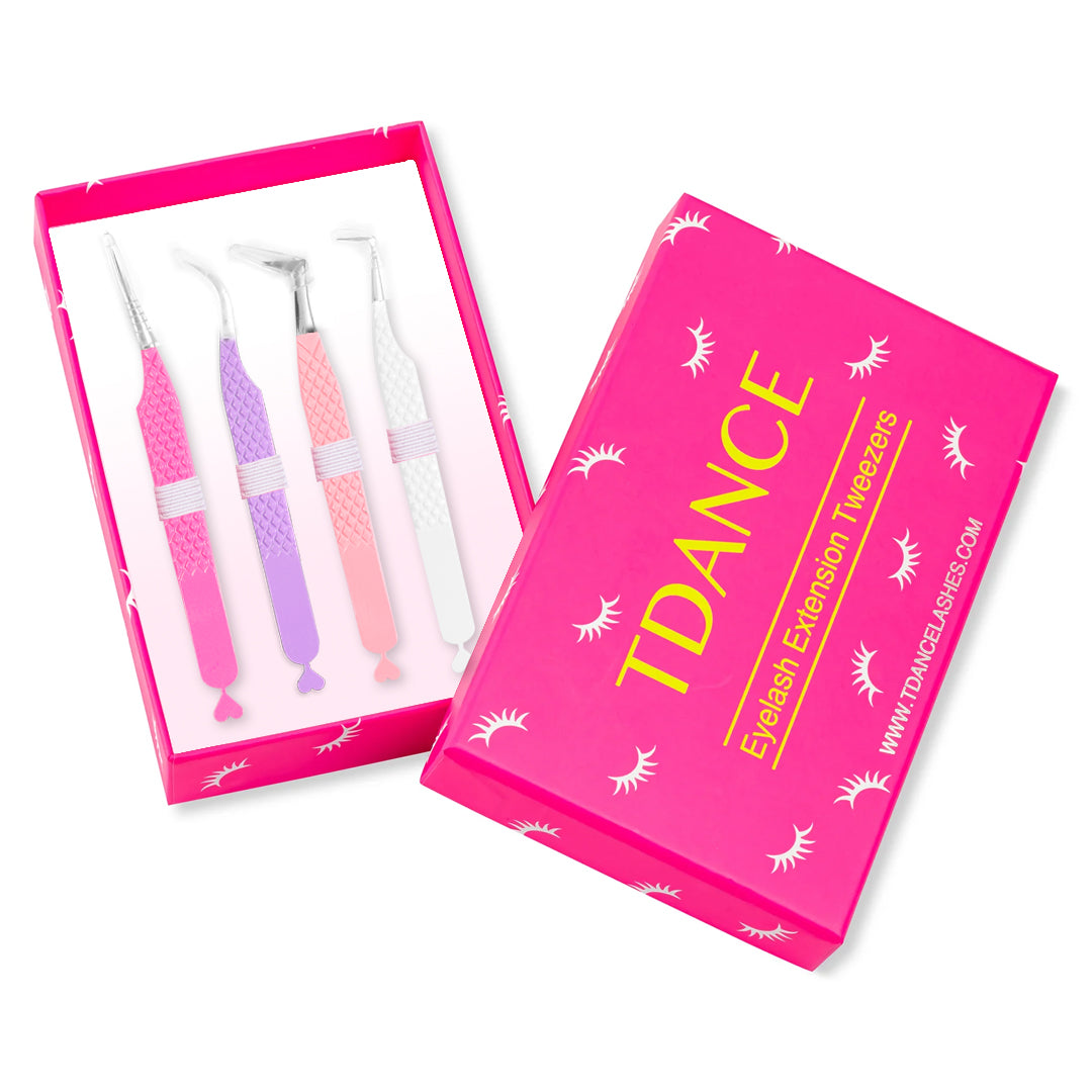 Heart-shaped Professional Eyelash Extensions Tweezers Kit