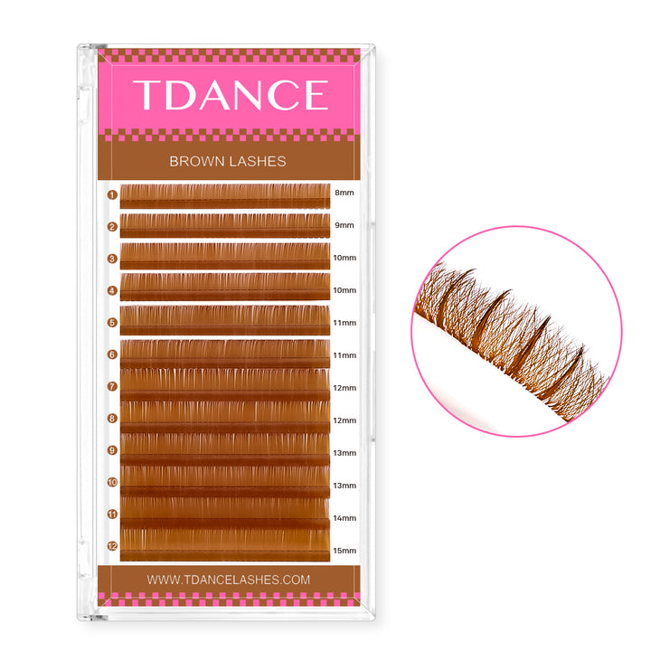 0.07 Premium Brown Colored Volume Eyelash Extensions