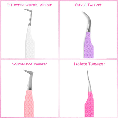 Heart-shaped Professional Eyelash Extensions Tweezers Kit