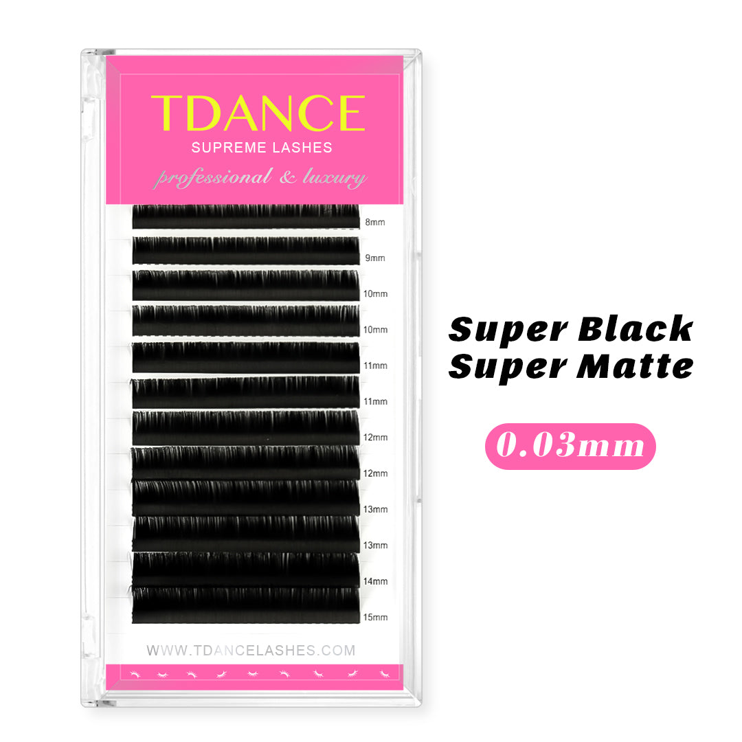 0.03 mm Royal Sable Extensión de Pestañas de mega volumen(Super Black, Super Matte）