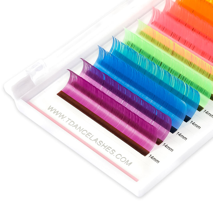 0.07MM Glow Neon Fluorescent Colored Volume Eyelash Extensions
