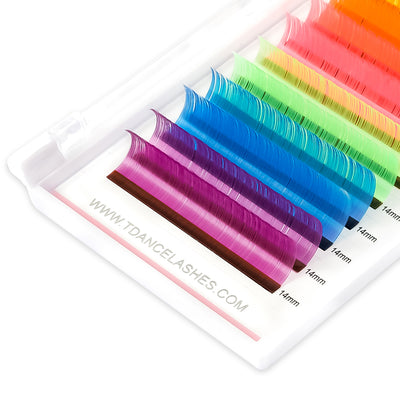 0.07MM Glow Neon Fluorescent Colored Volume Eyelash Extensions