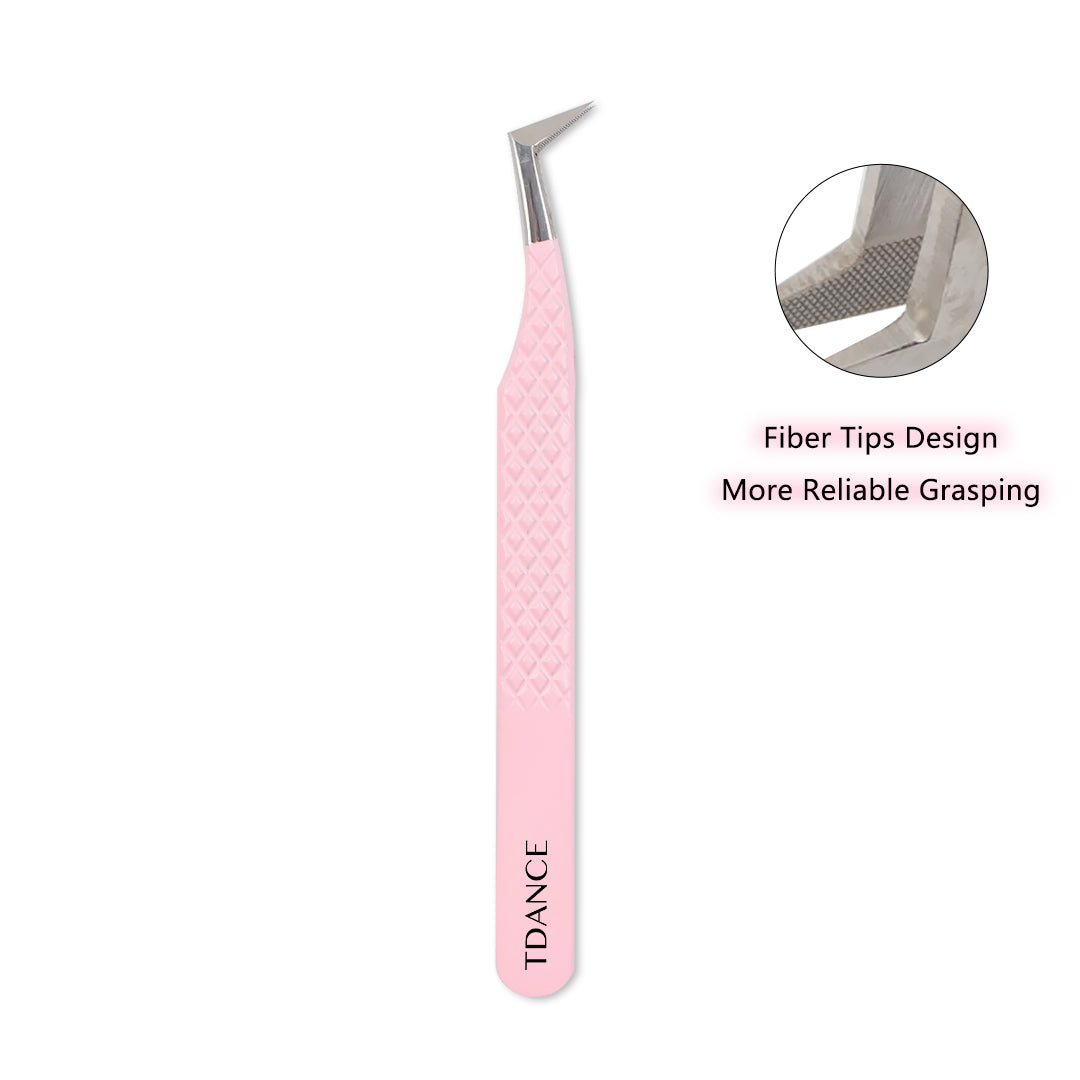 TL-01 Light Pink Fiber Tweezers For Eyelash Extension