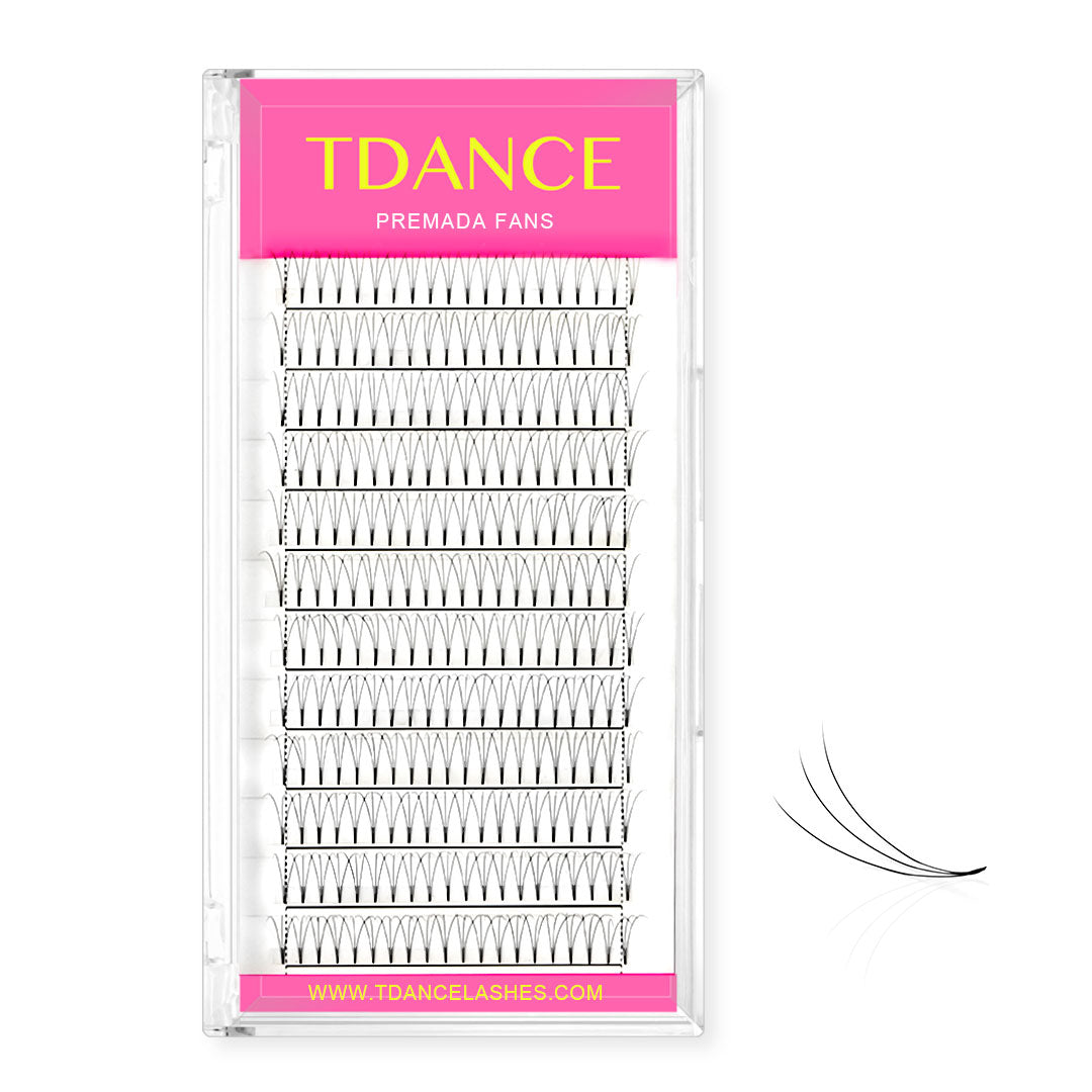 3D Short Stem Extensions de cils des ventilateurs de volume préalable 12 rangées