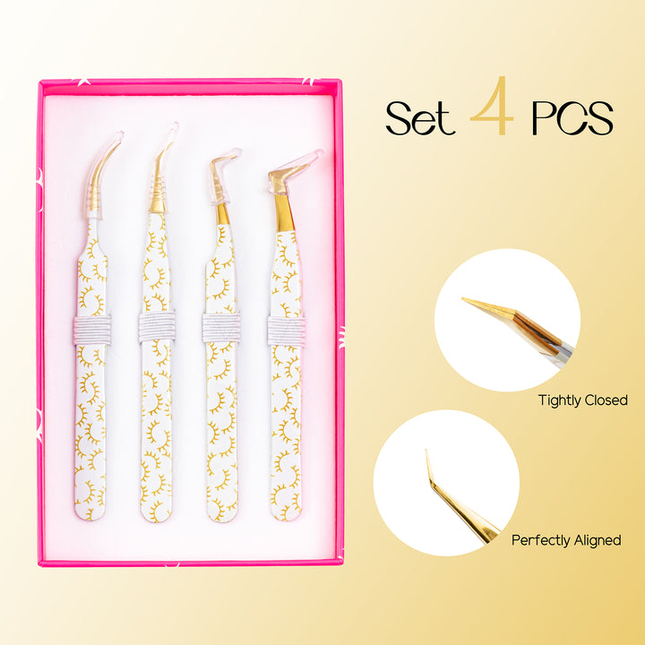 Eyelash Printed Professional Eyelash Extensions Tweezers Kit