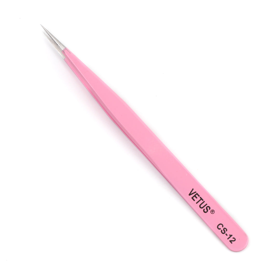 Pink CS-12 pinzas para extensión de pestañas