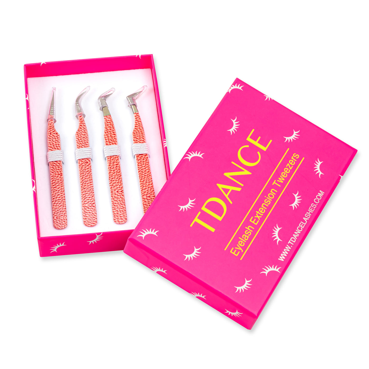 Pink Marbling Professional Eyelash Extensions Tweezers Kit