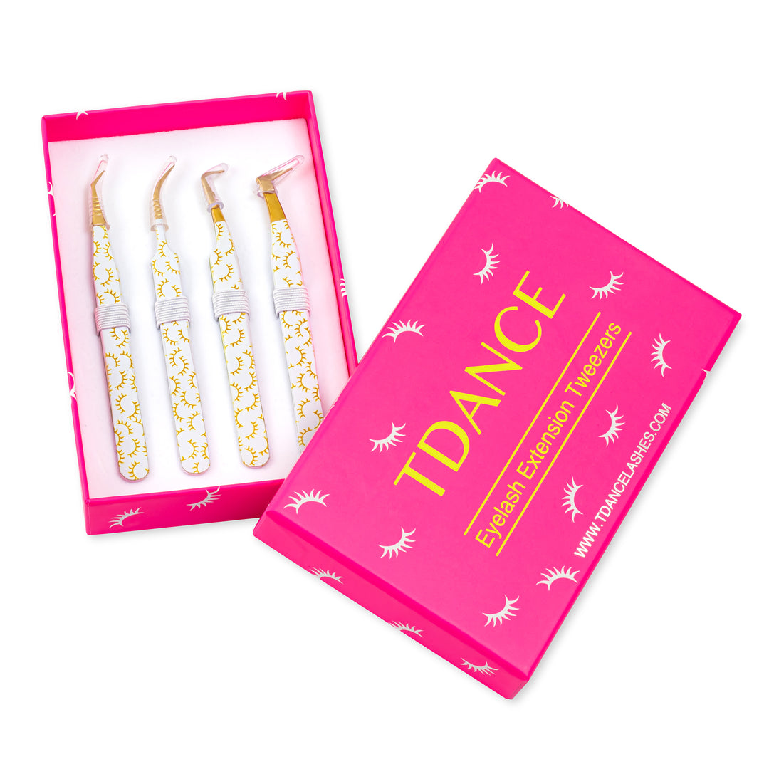 Eyelash Printed Professional Eyelash Extensions Tweezers Kit