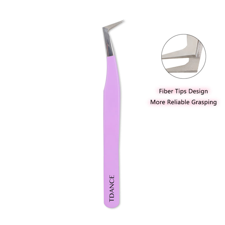 TV-02 Tweezers de fibres violets pour l'extension des cils