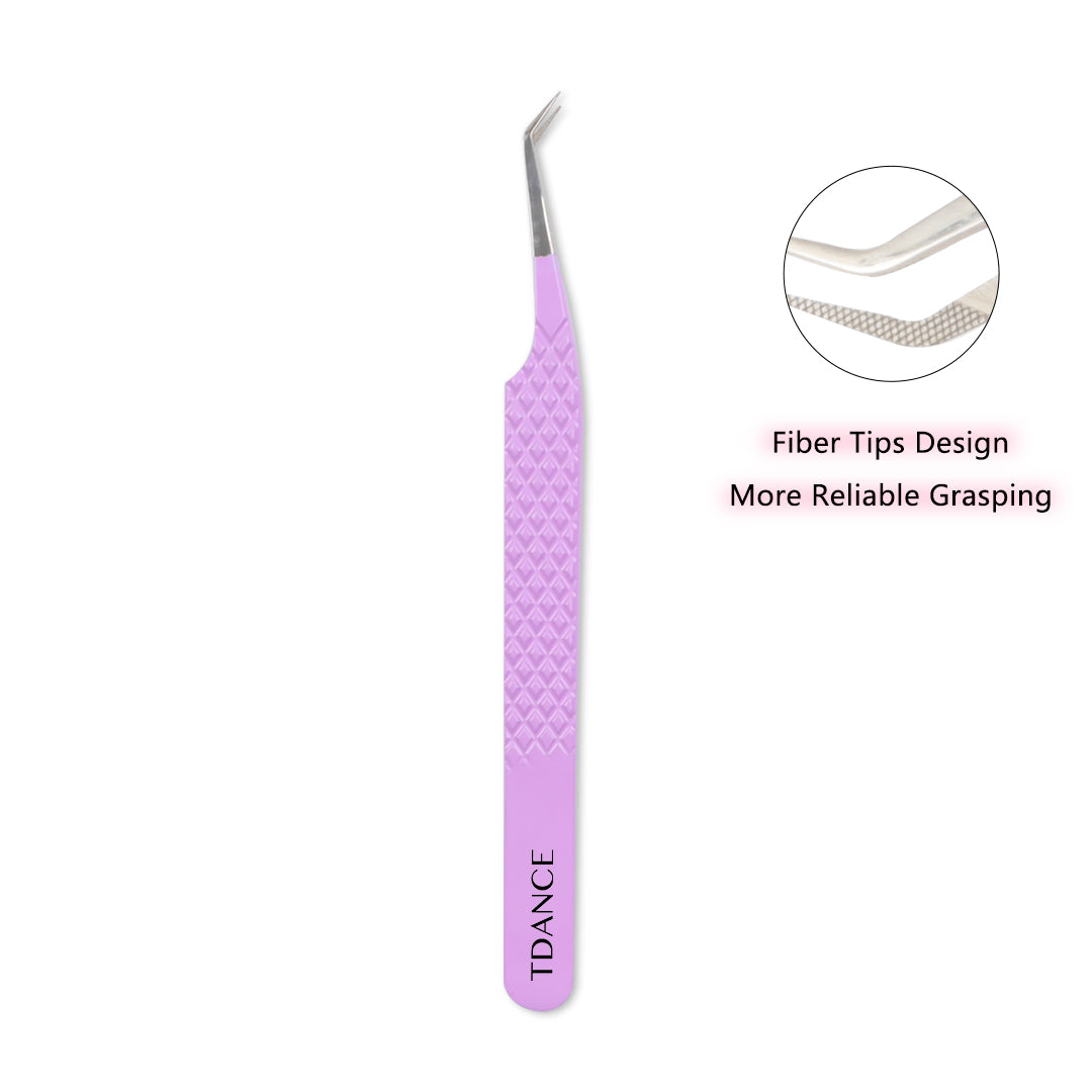 TV-03 Tweezers de fibres violets pour l'extension des cils