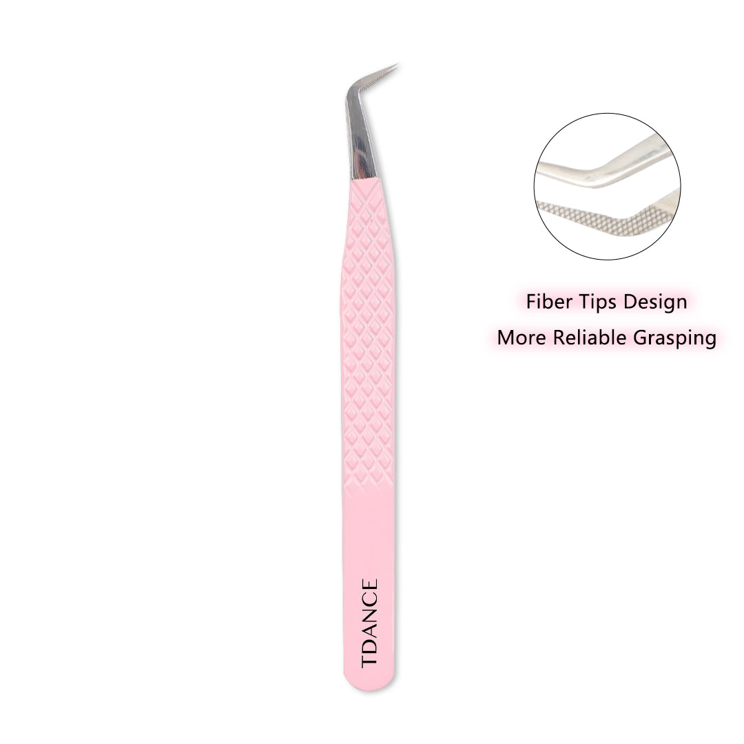 TL-03 Light Pink Fiber Tweezers For Eyelash Extension